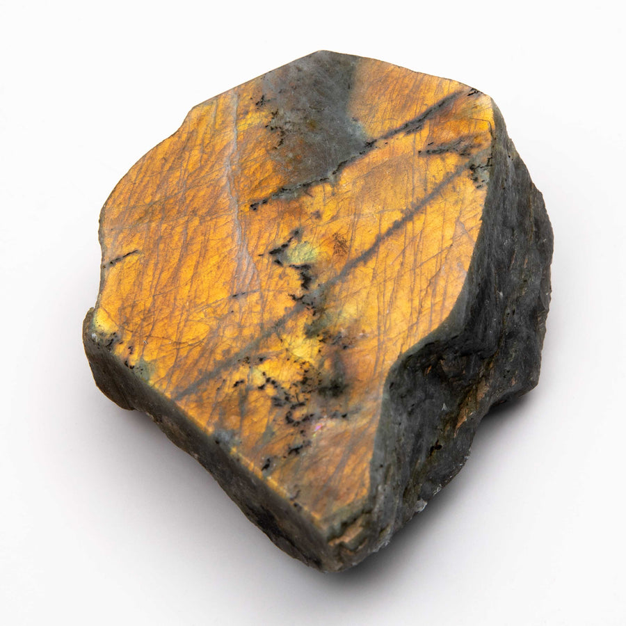 Labradorite, Orange Flash - One Side Polished, AAA-Grade