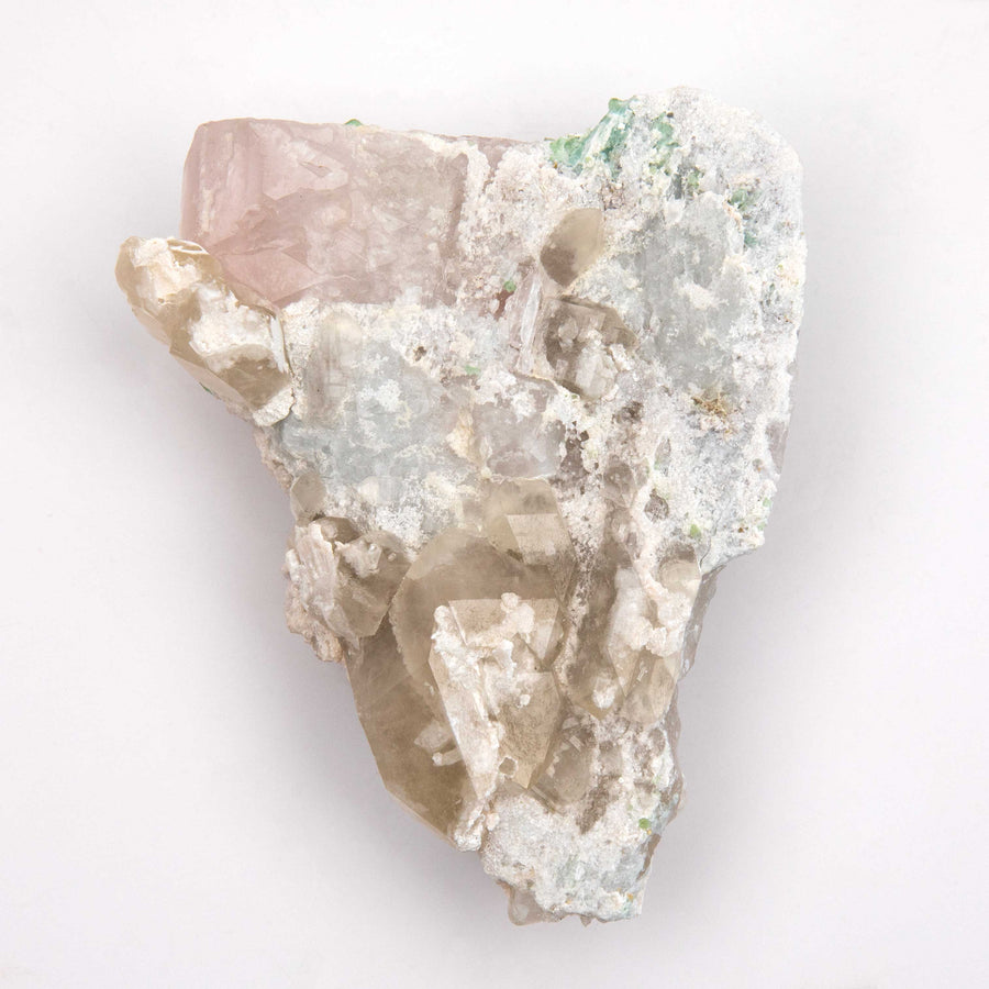 Beryl var. Morganite Terminated - Self-Heal, w/ Green Tourmaline in Quartz w/ Cleavelandite