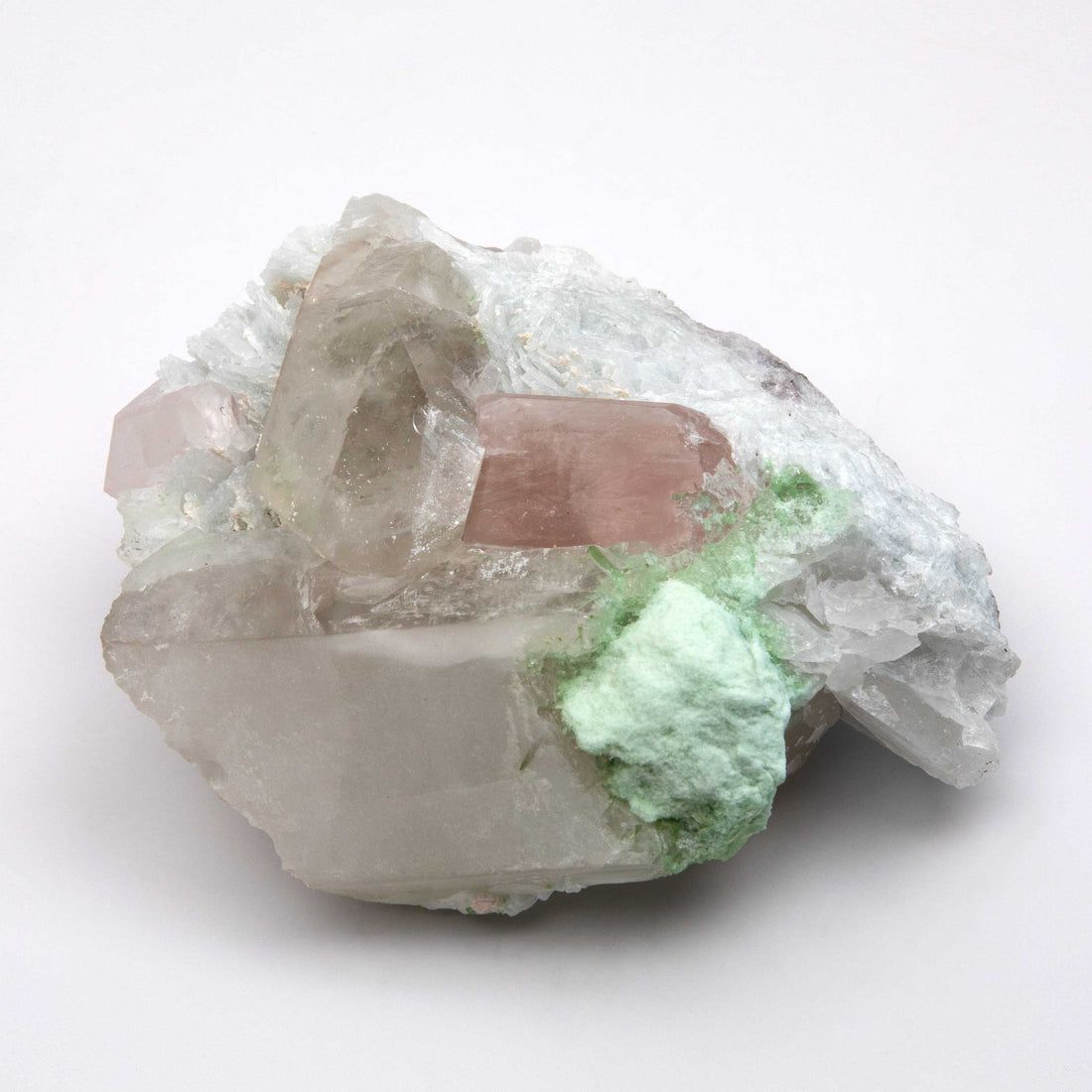 Morganite Beryl Terminated w/ Green Tourmaline in