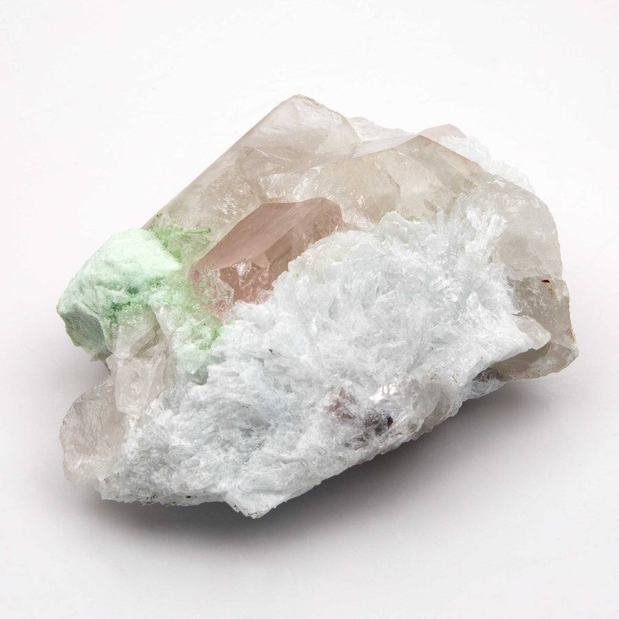 Beryl var. Morganite Terminated - w/ Green Tourmaline in Cleavelandite and Quartz w/ Mica