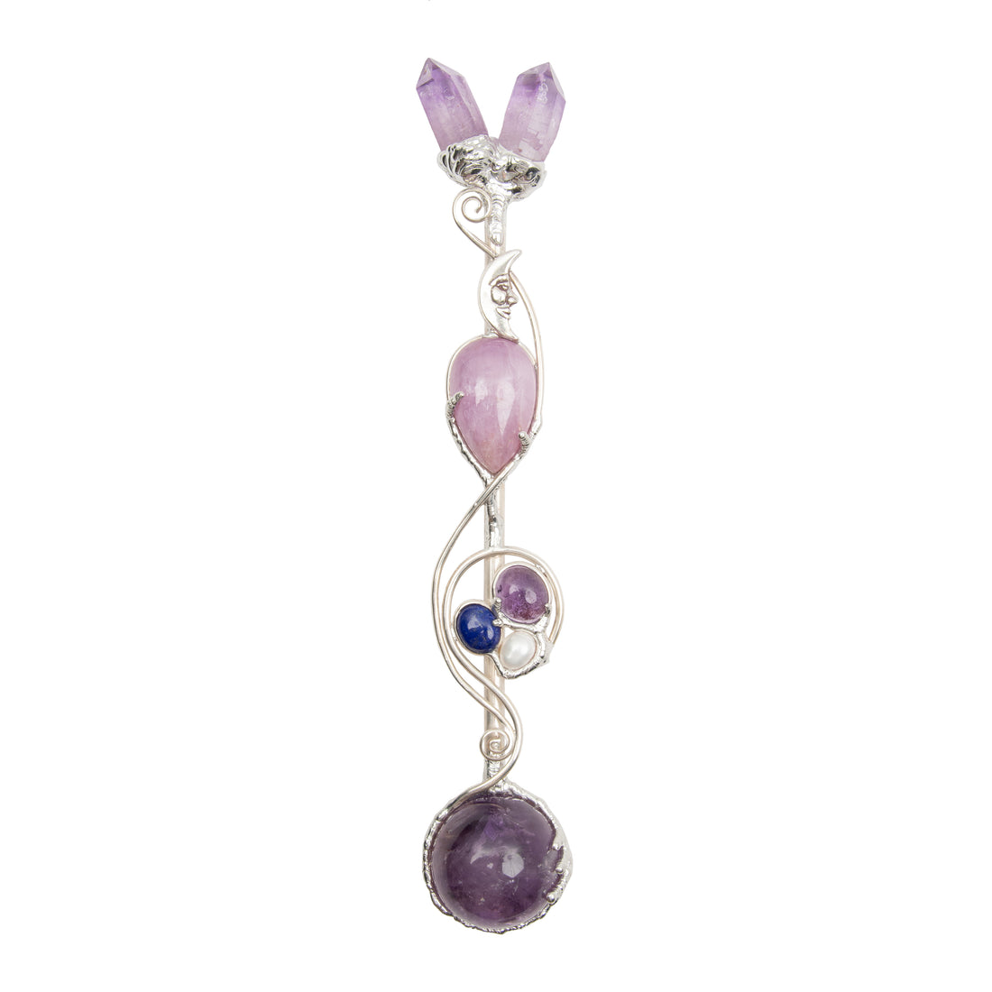 Vera Cruz Amethyst, Kunzite, Lapis, Pearl, and Ametrine Sphere - Wand