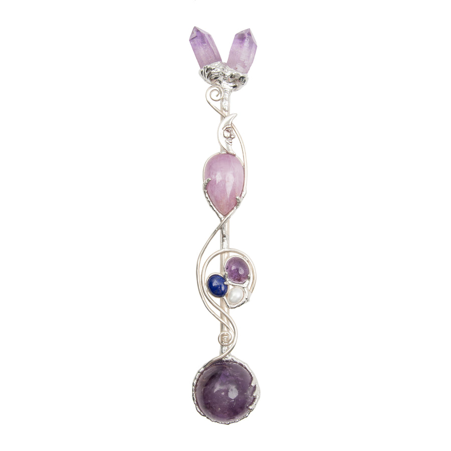 Vera Cruz Amethyst, Kunzite, Lapis, Pearl, and Ametrine Sphere - Wand