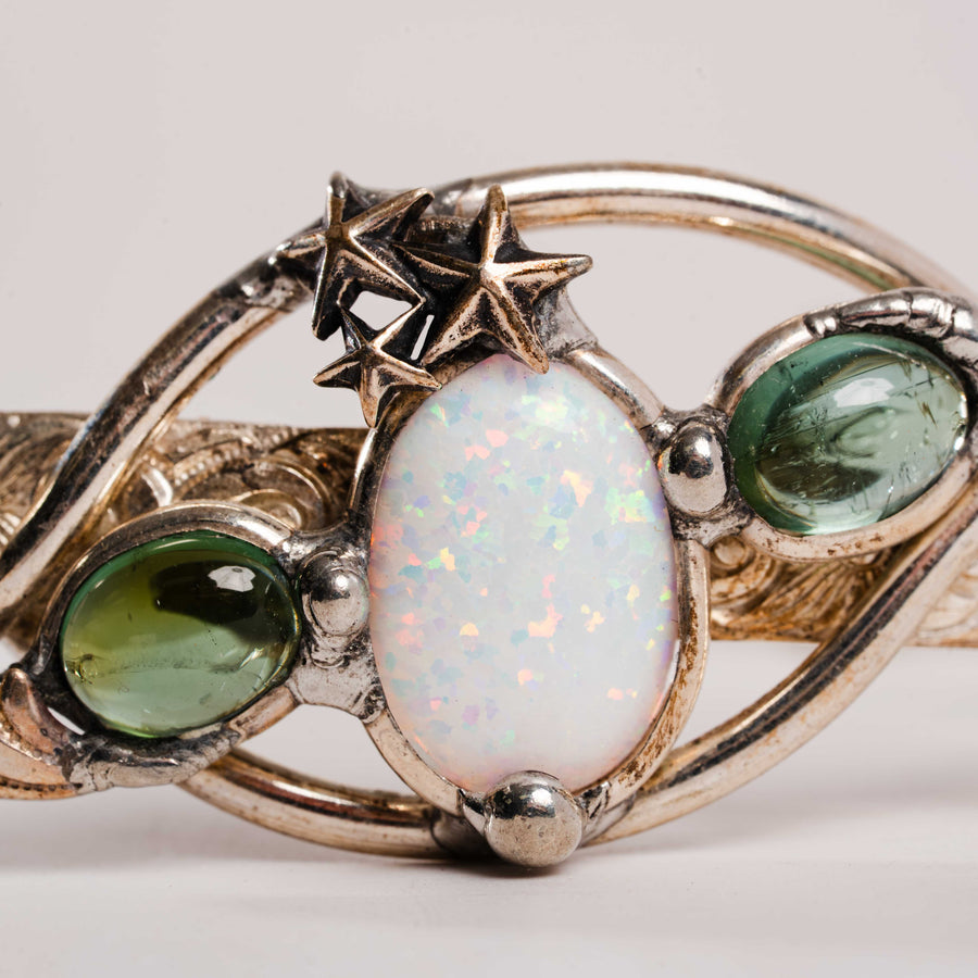 Opal, Crackle Quartz & Green Tourmaline- Bracelet