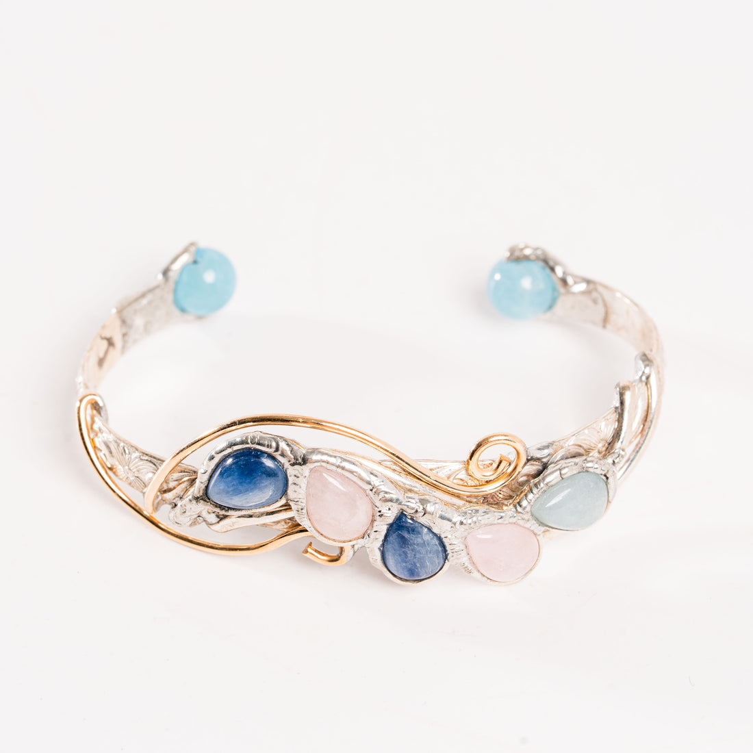 Rose Quartz, Kyanite, & Aquamarine- Bracelet