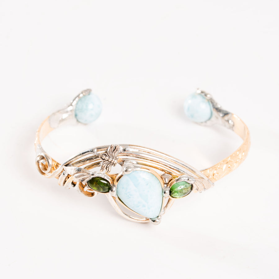 Larimar and Green Tourmaline- Bracelet