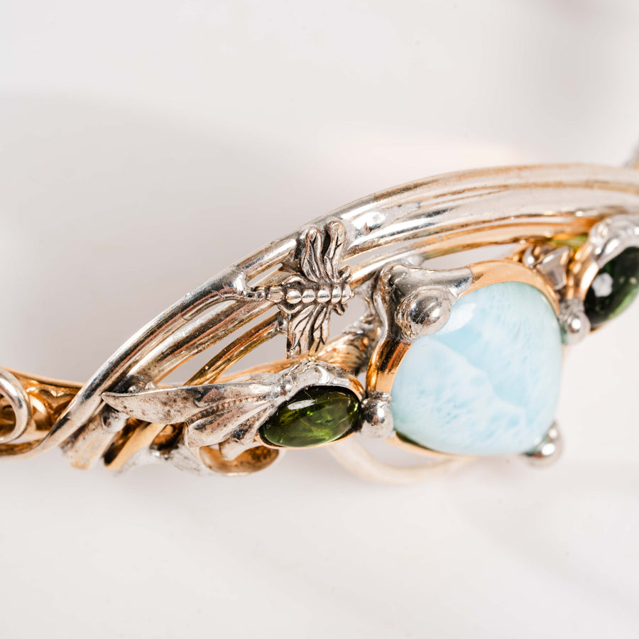 Larimar and Green Tourmaline- Bracelet