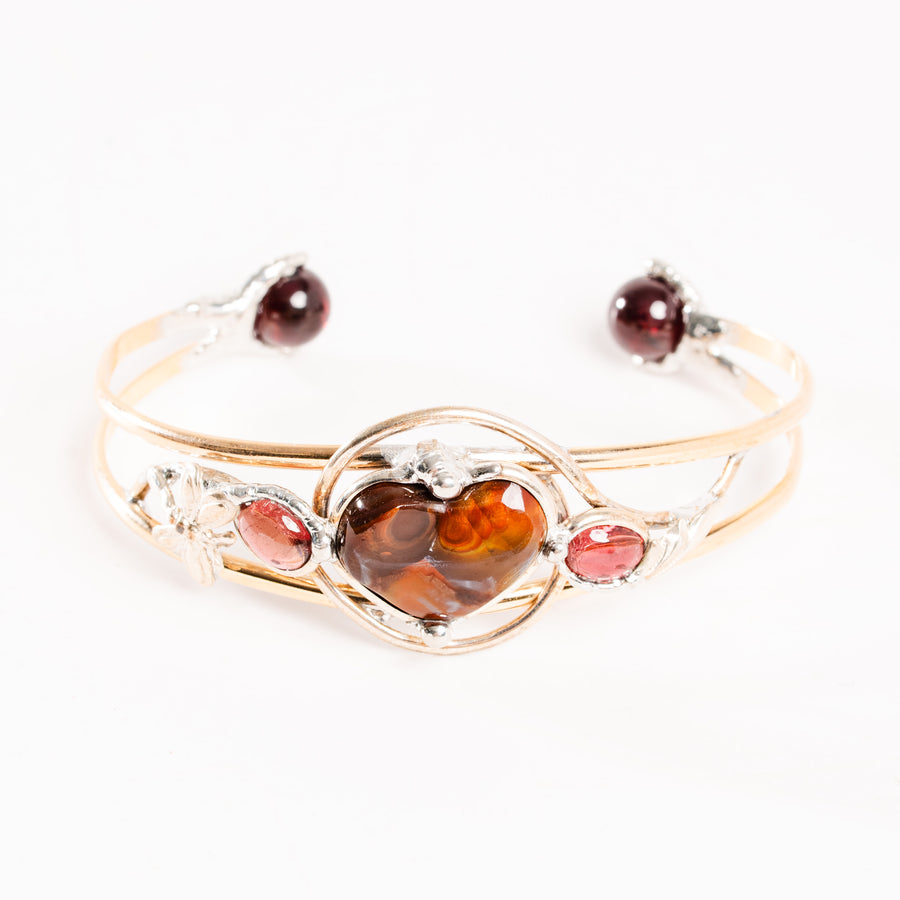 Fire Agate and Pink Tourmaline- Bracelet