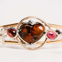 Fire Agate and Pink Tourmaline- Bracelet