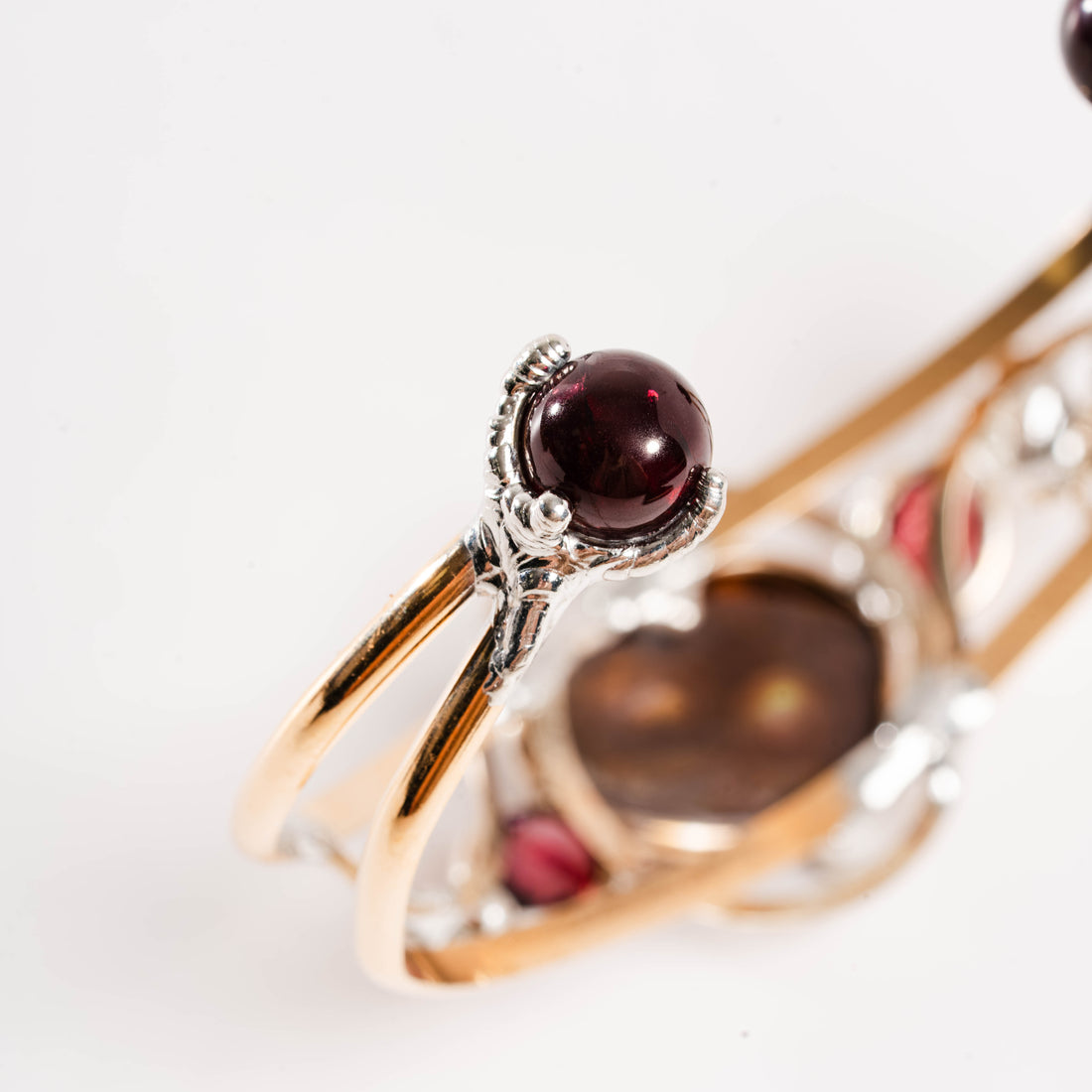 Fire Agate and Pink Tourmaline- Bracelet