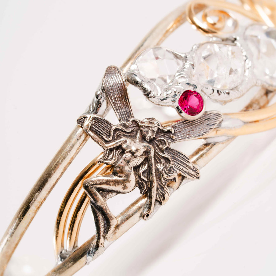 Herkimer Diamond, Crackle Quartz, and Rubellite- Bracelet