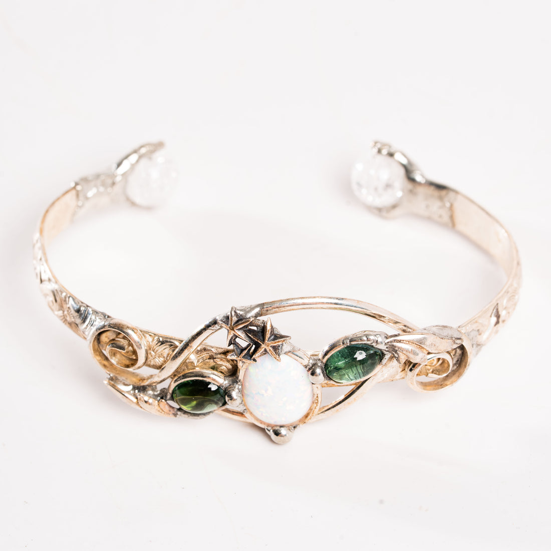 Opal, Crackle Quartz & Green Tourmaline- Bracelet