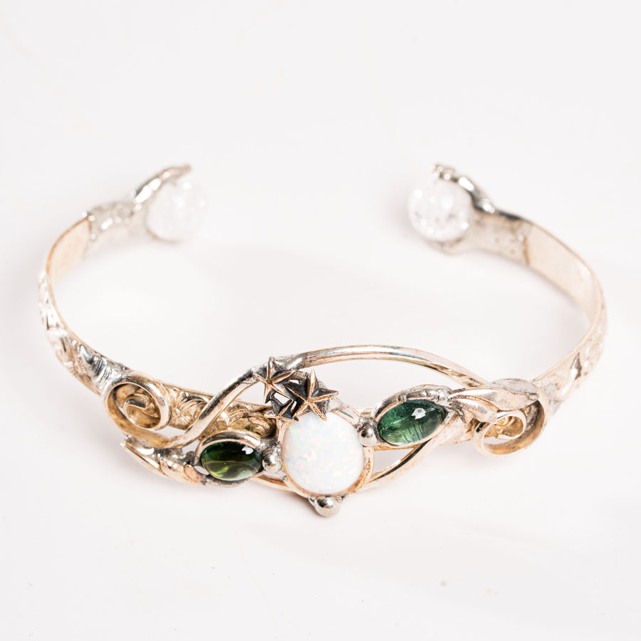 Opal, Crackle Quartz & Green Tourmaline- Bracelet