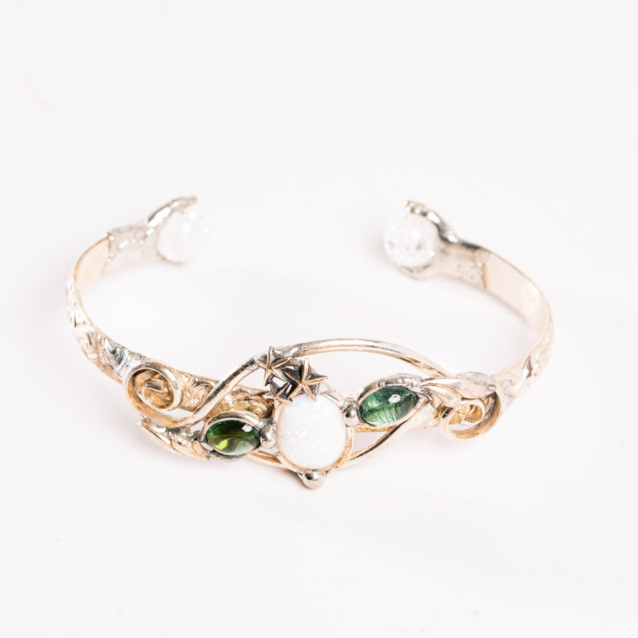 Opal, Crackle Quartz & Green Tourmaline- Bracelet