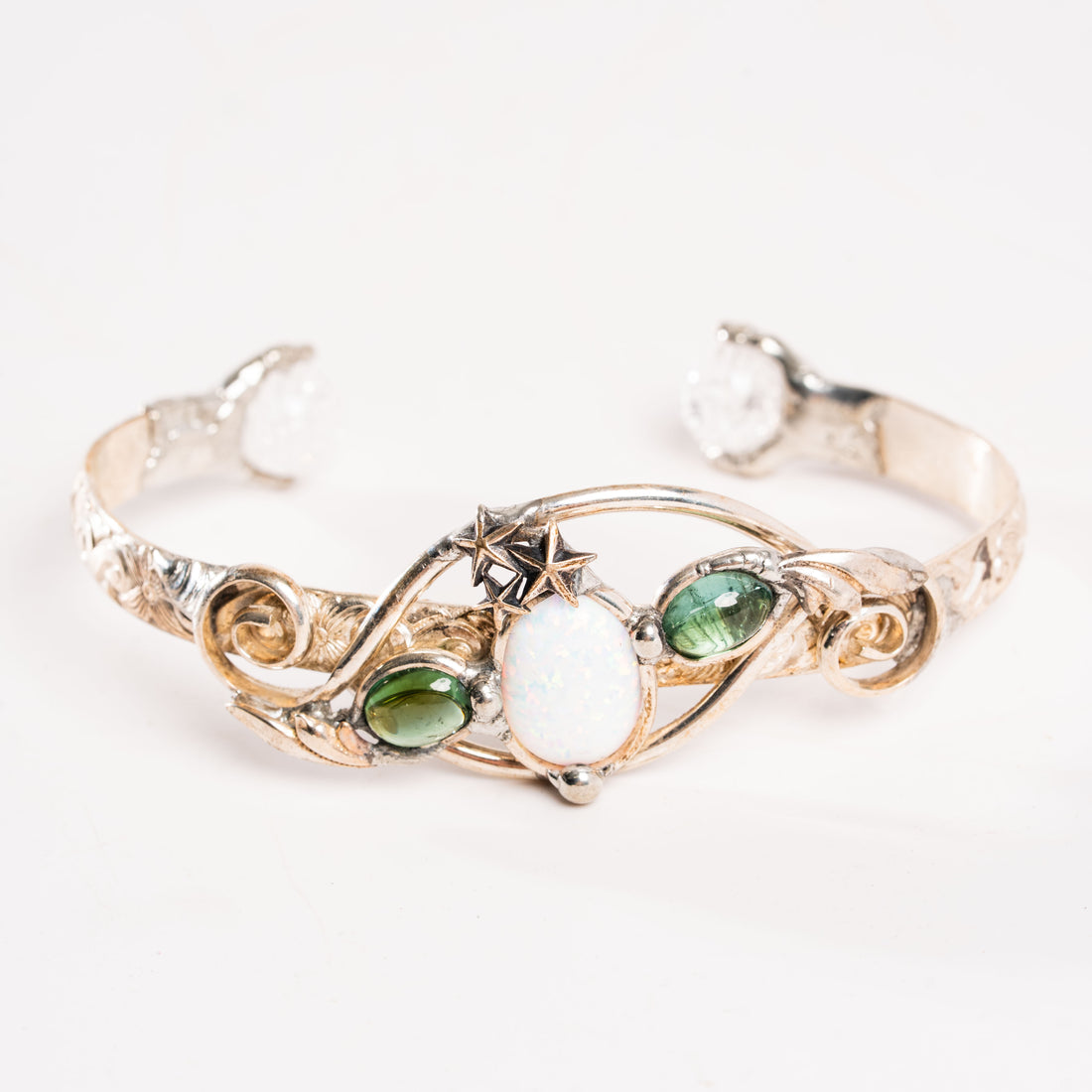 Opal, Crackle Quartz & Green Tourmaline- Bracelet
