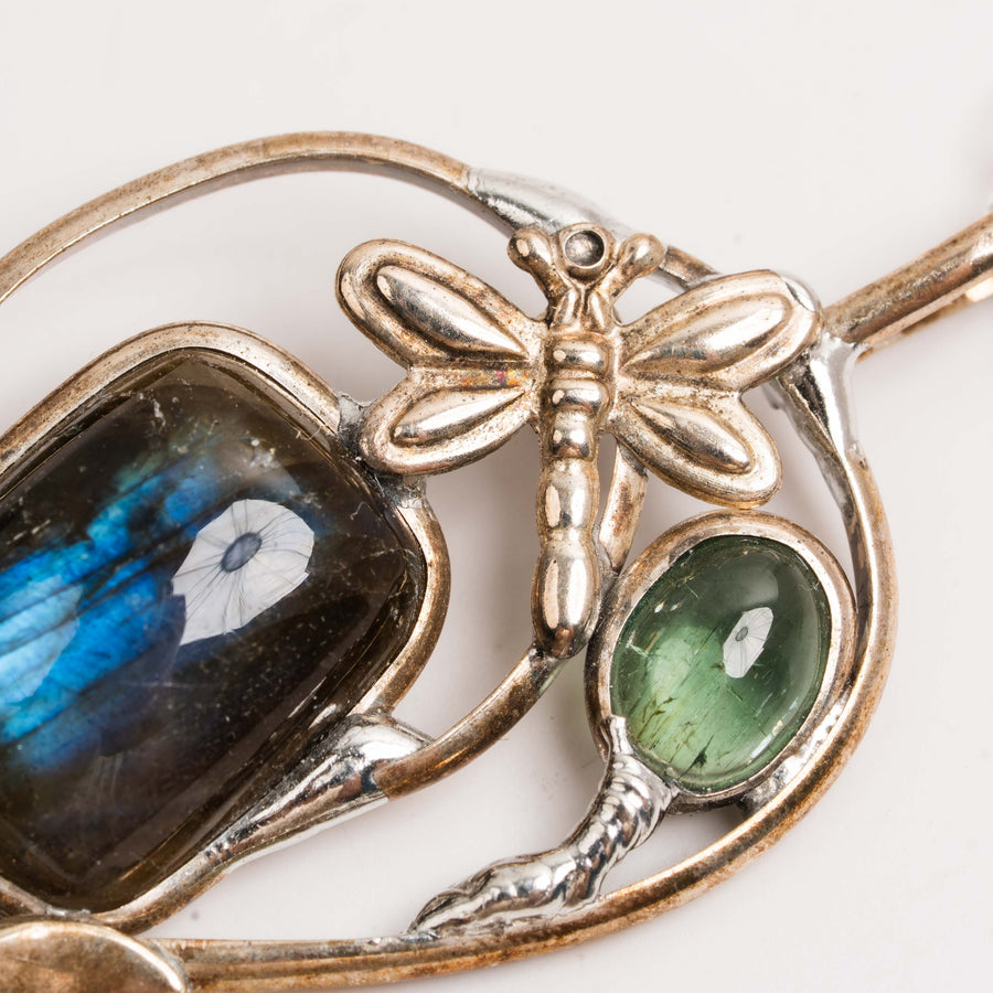 Tourmaline, Green and Labradorite- Pendant