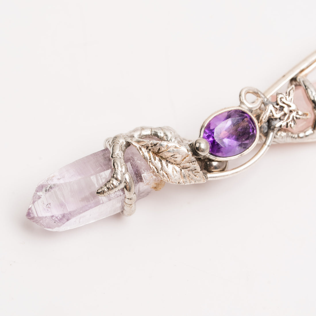 Rose Quartz and Amethyst- Wand Pendant