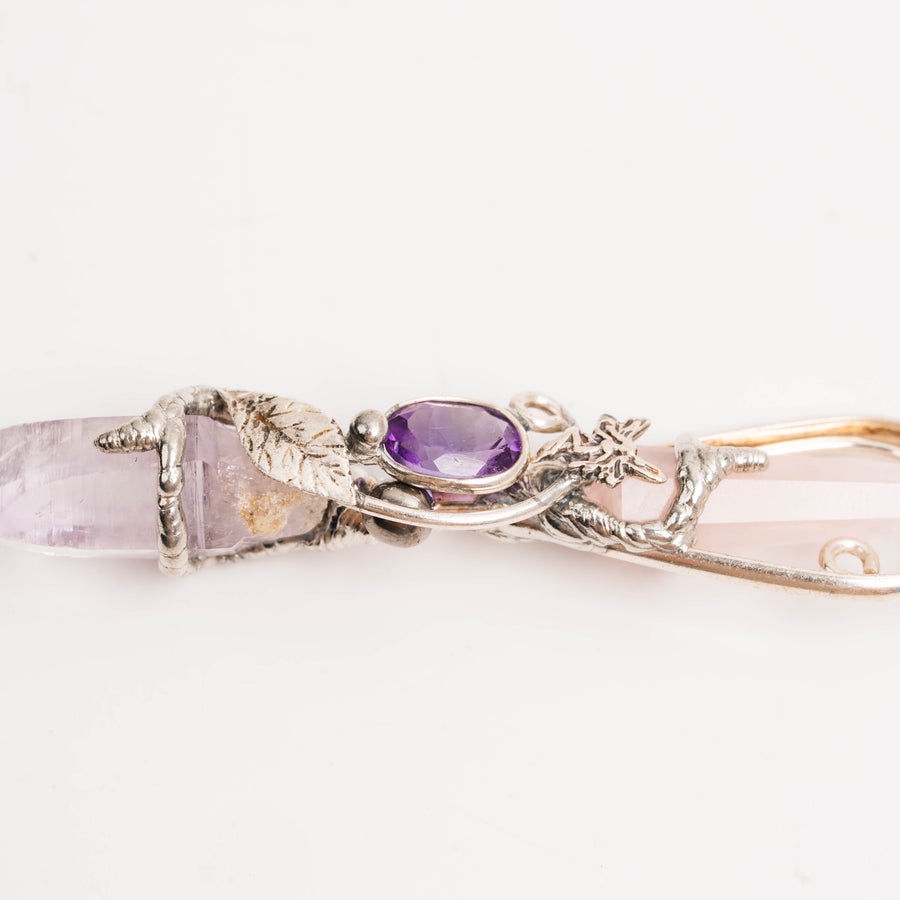 Rose Quartz and Amethyst- Wand Pendant