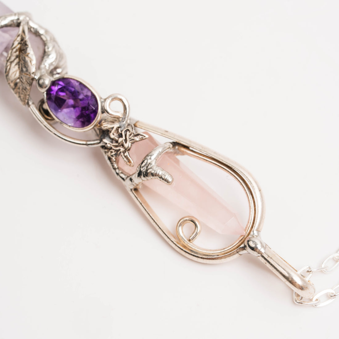 Rose Quartz and Amethyst- Wand Pendant
