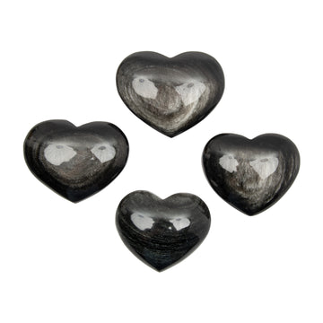 Obsidian, Silver Sheen - Hearts