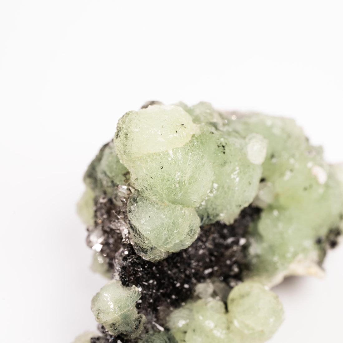 Prehnite w/ Black Quartz - Rough
