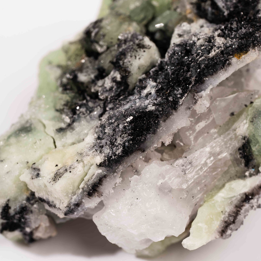 Prehnite w/ Black Quartz - Rough