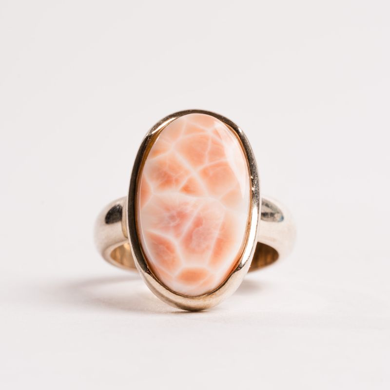 Pink Larimar + Natrolite - Ring