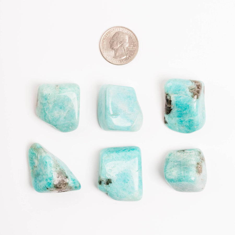 Amazonite + Smoky Quartz - Tumbled Stones