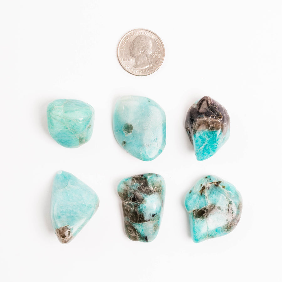 Amazonite + Smoky Quartz - Tumbled Stones