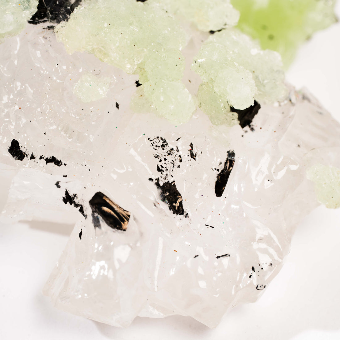 Prehnite w/ Black Quartz - Rough