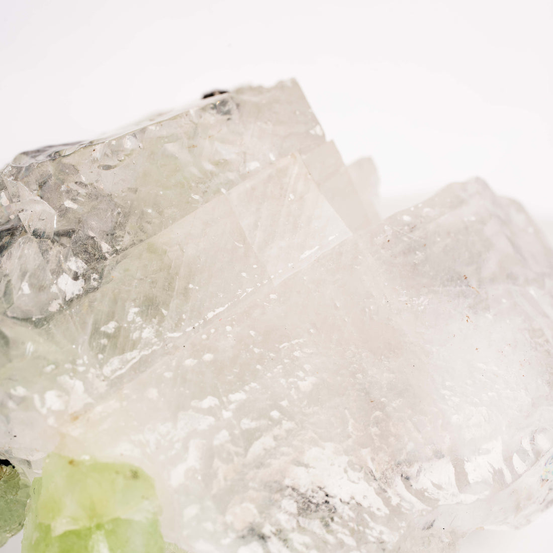 Prehnite w/ Black Quartz - Rough