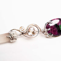 Hedenbergite, Danburite & Ruby in Zoisite Wand