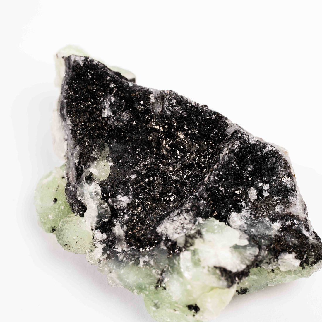 Prehnite w/ Black Quartz - Rough