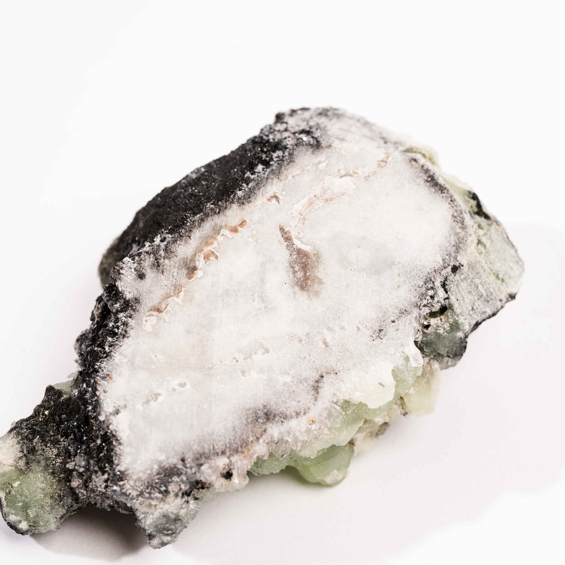 Prehnite w/ Black Quartz - Rough
