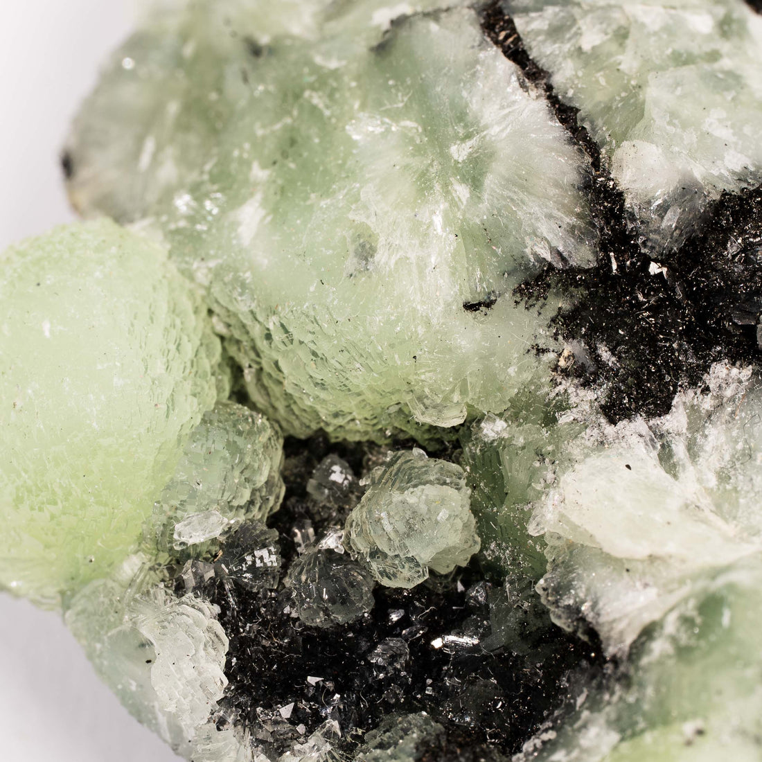 Prehnite w/ Black Quartz - Rough