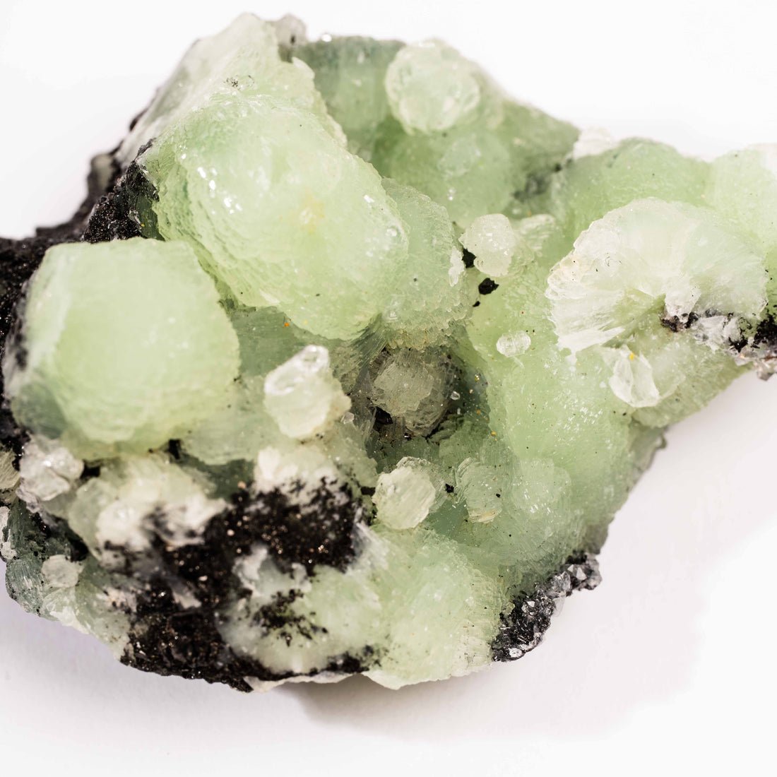 Prehnite w/ Black Quartz - Rough