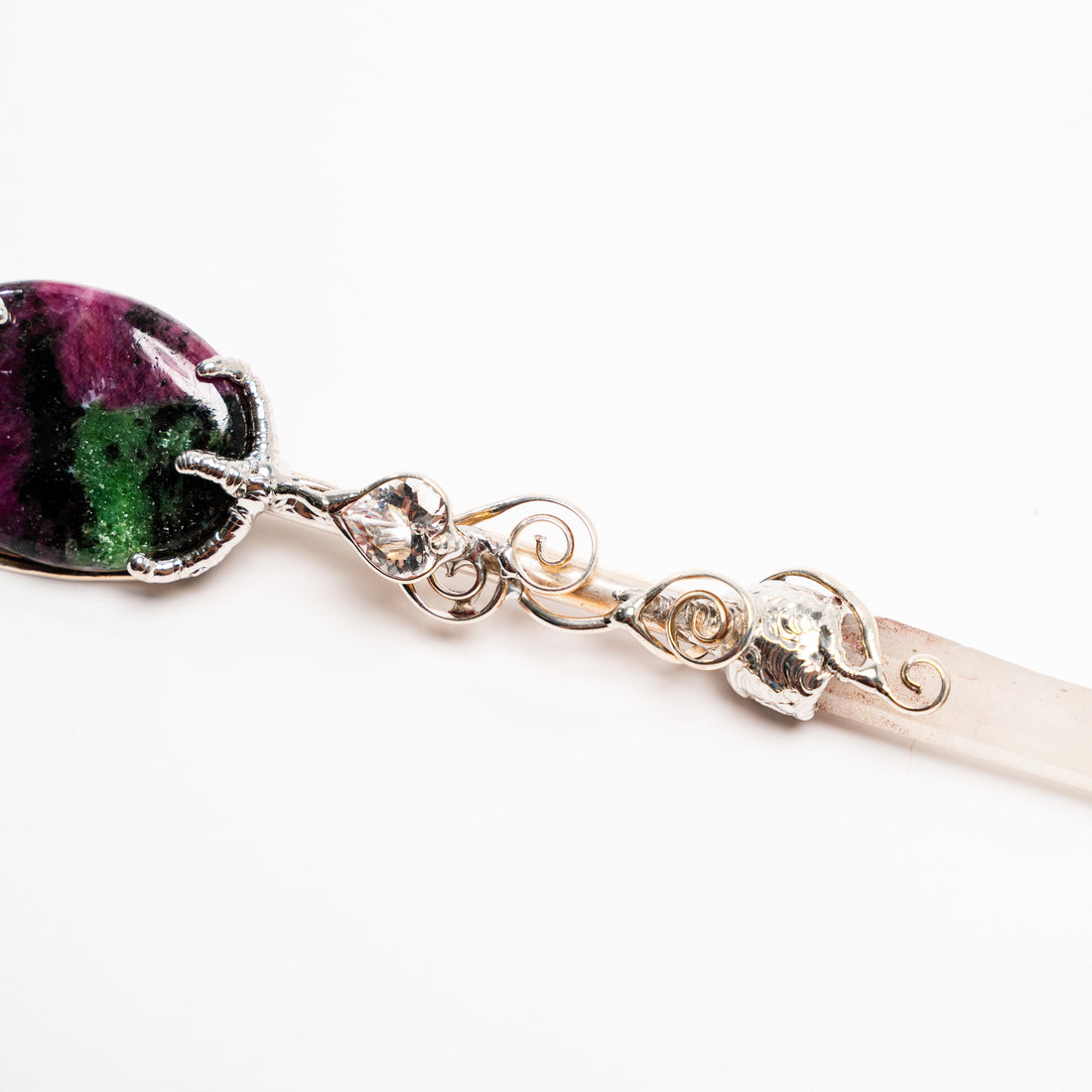 Hedenbergite, Danburite & Ruby in Zoisite Wand