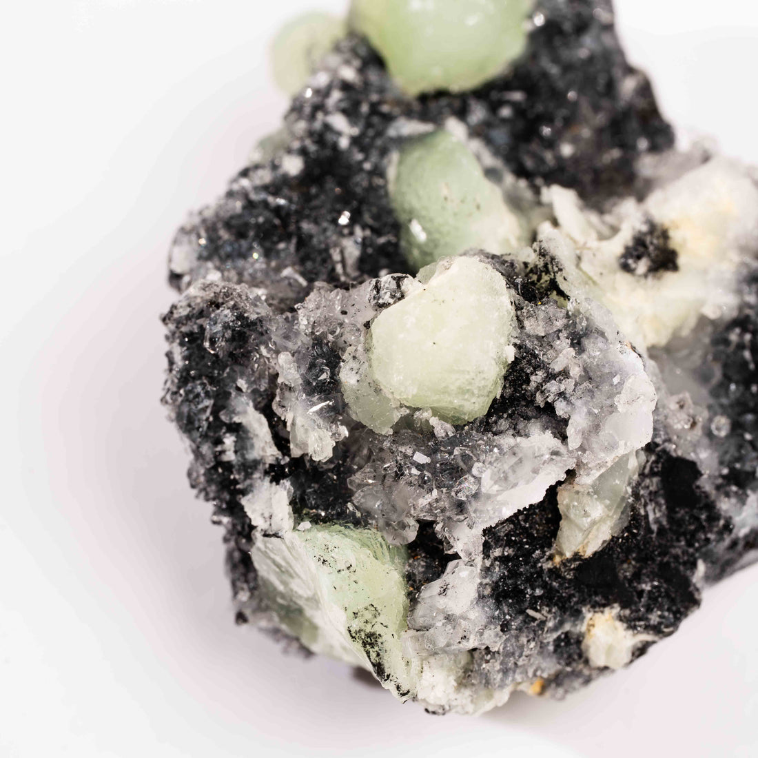 Prehnite w/ Black Quartz - Rough