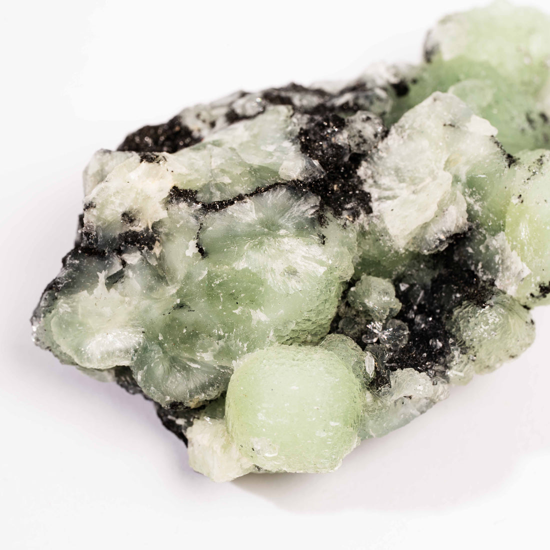 Prehnite w/ Black Quartz - Rough