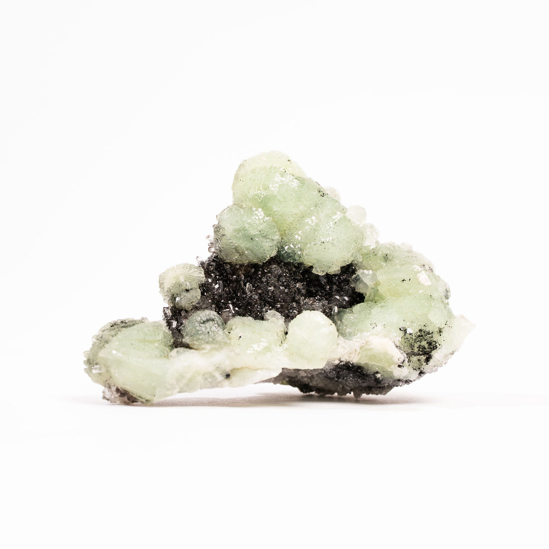 Prehnite w/ Black Quartz - Rough