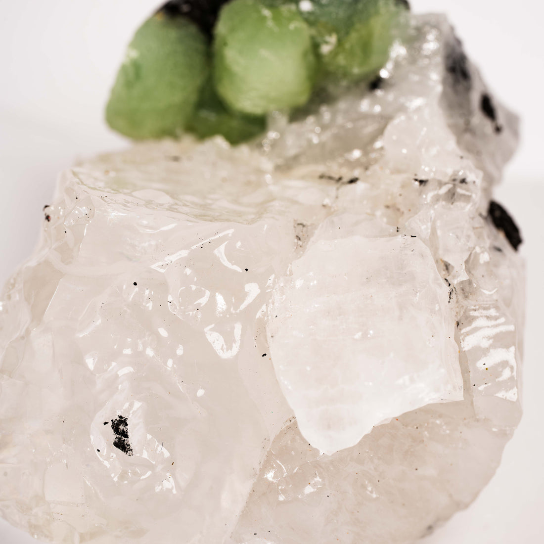 Prehnite w/ Black Quartz - Rough