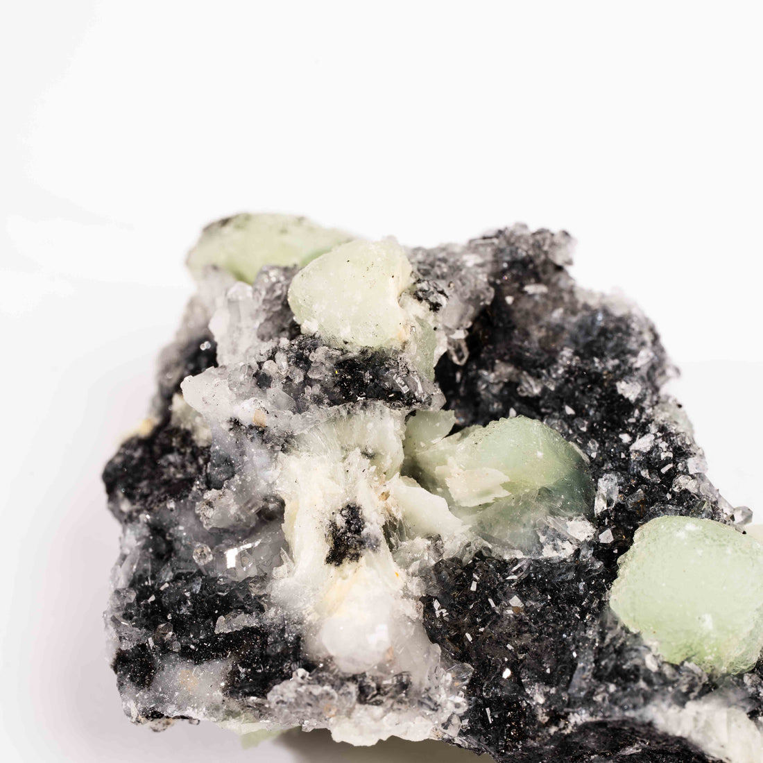 Prehnite w/ Black Quartz - Rough