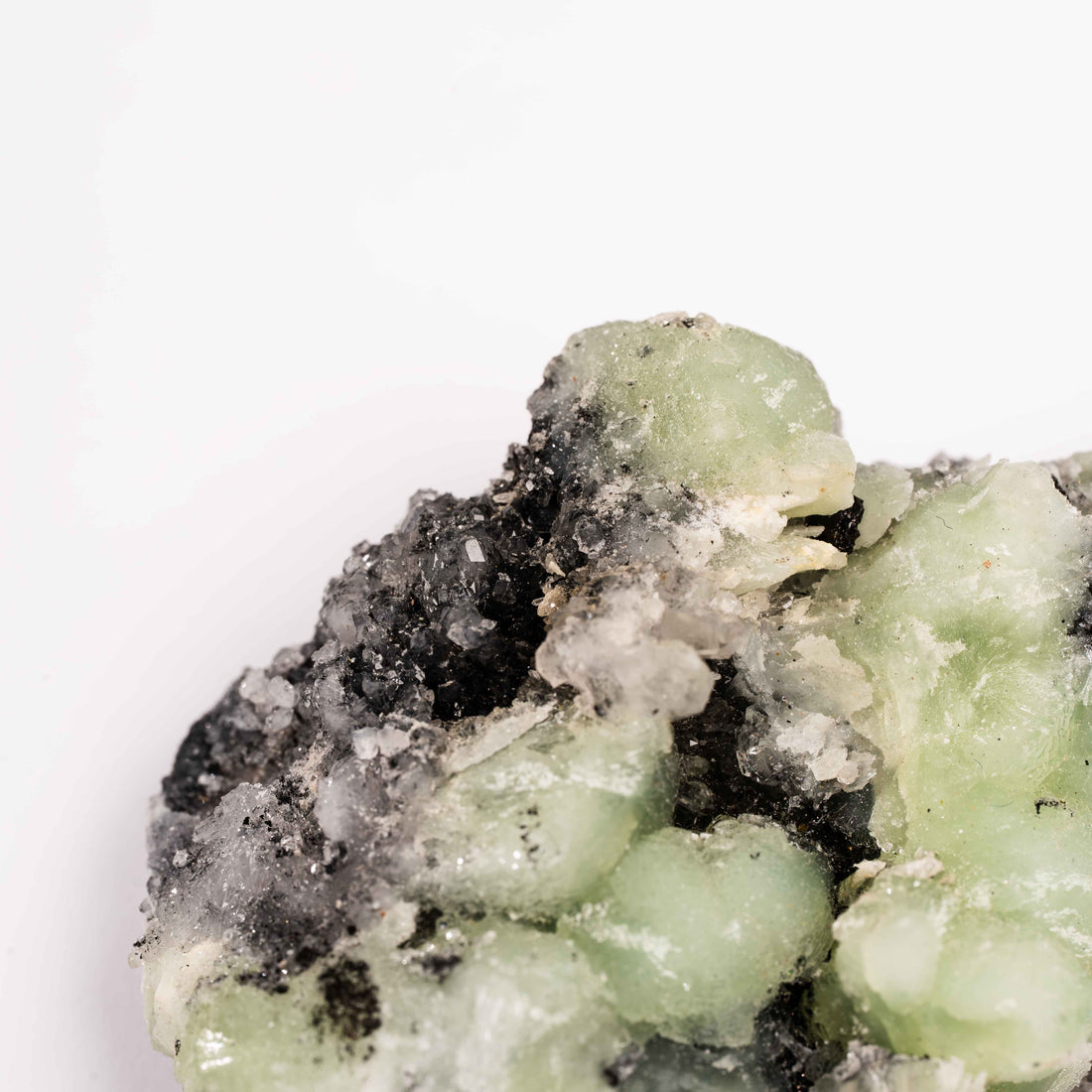 Prehnite w/ Black Quartz - Rough