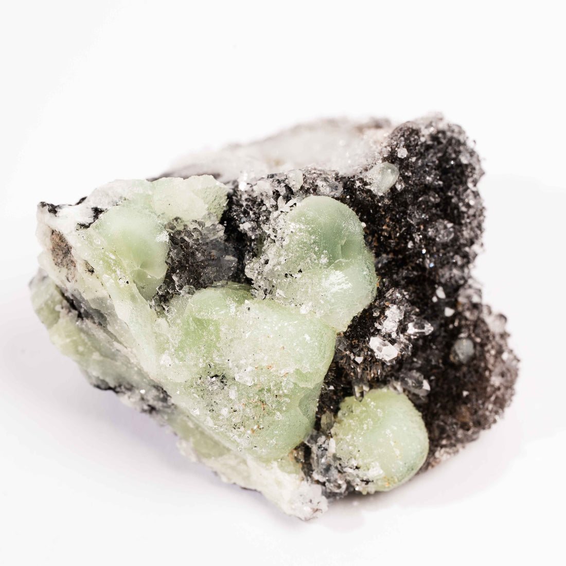 Prehnite w/ Black Quartz - Rough