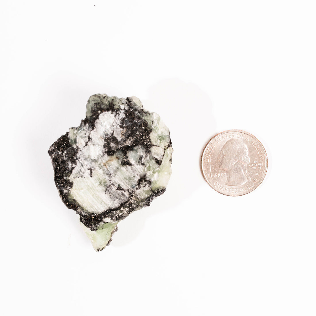 Prehnite w/ Black Quartz - Rough