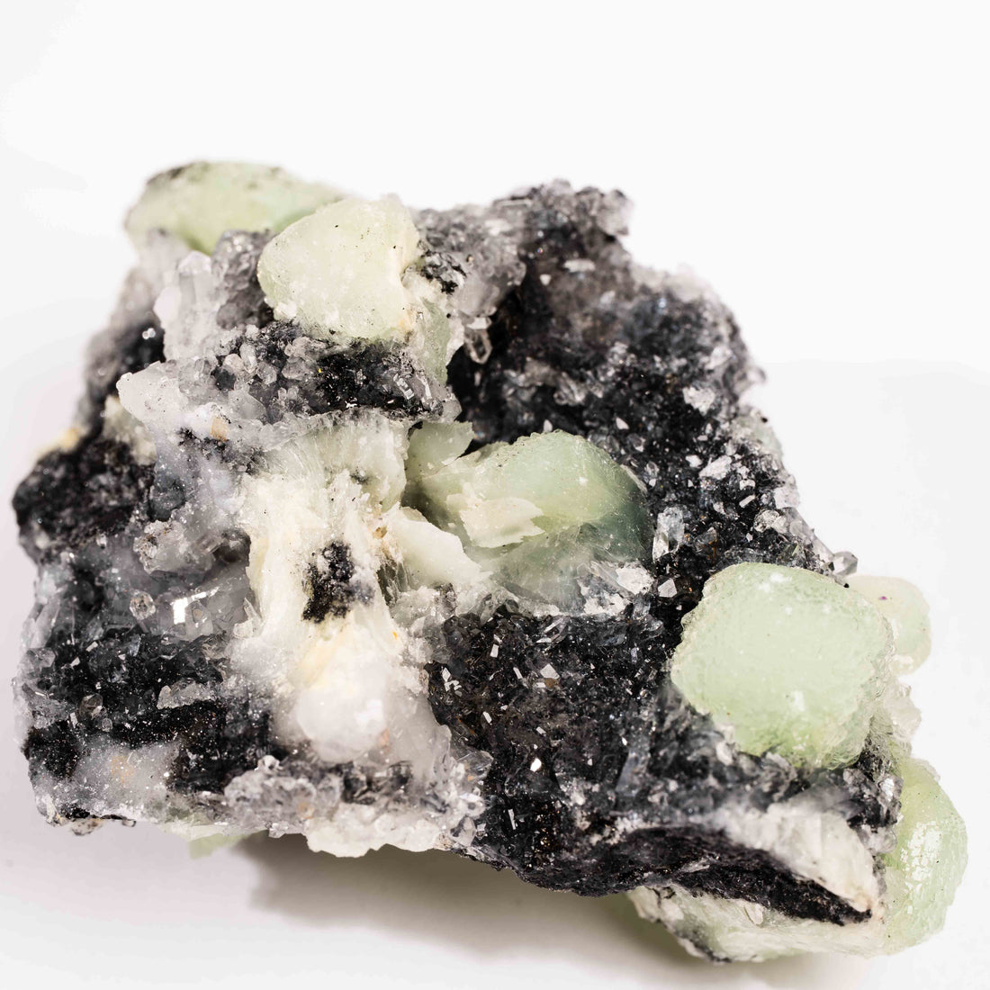 Prehnite w/ Black Quartz - Rough