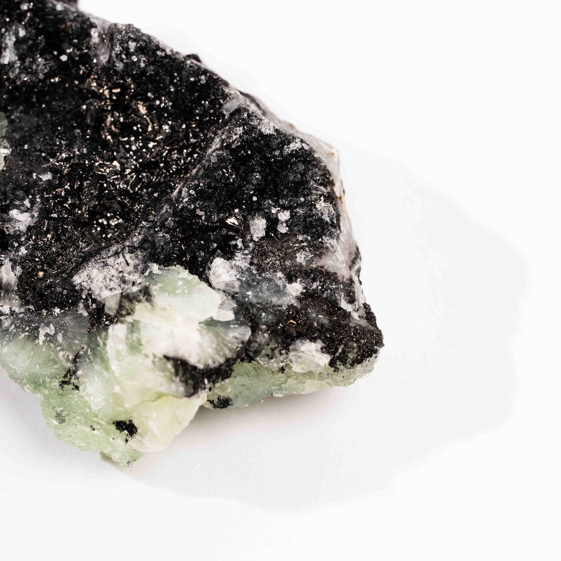 Prehnite w/ Black Quartz - Rough