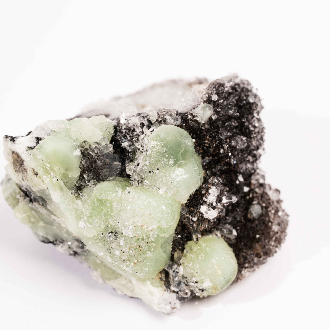 Prehnite w/ Black Quartz - Rough