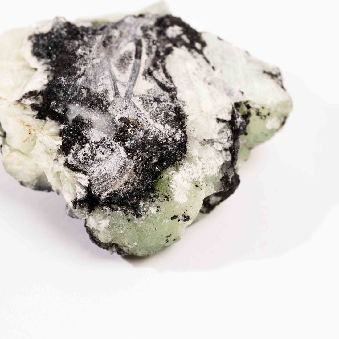 Prehnite w/ Black Quartz - Rough