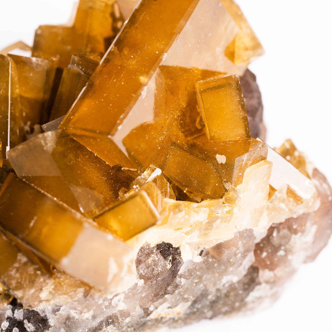 Yellow Barite on Fluorite - Bladed Cluster