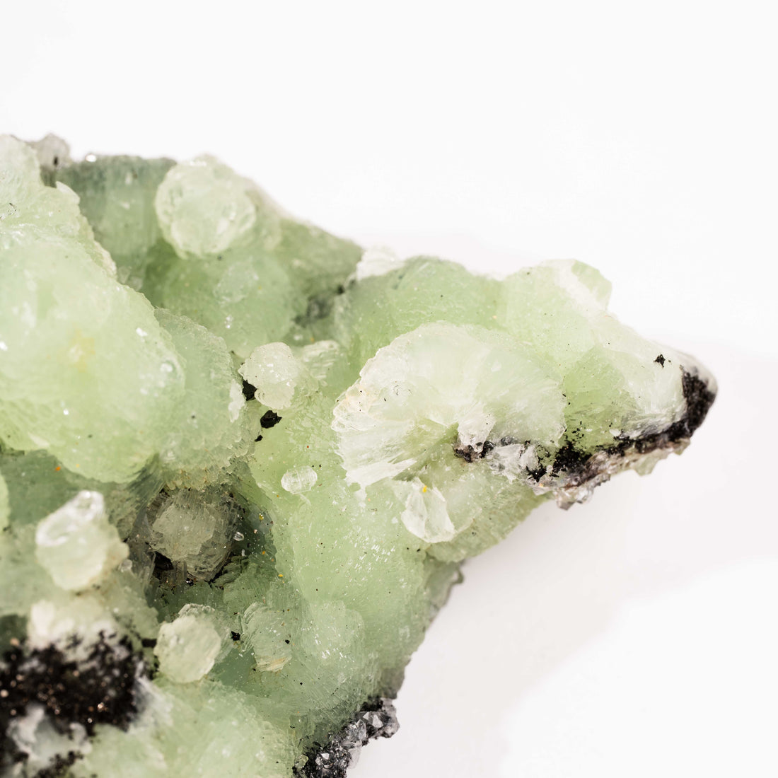 Prehnite w/ Black Quartz - Rough